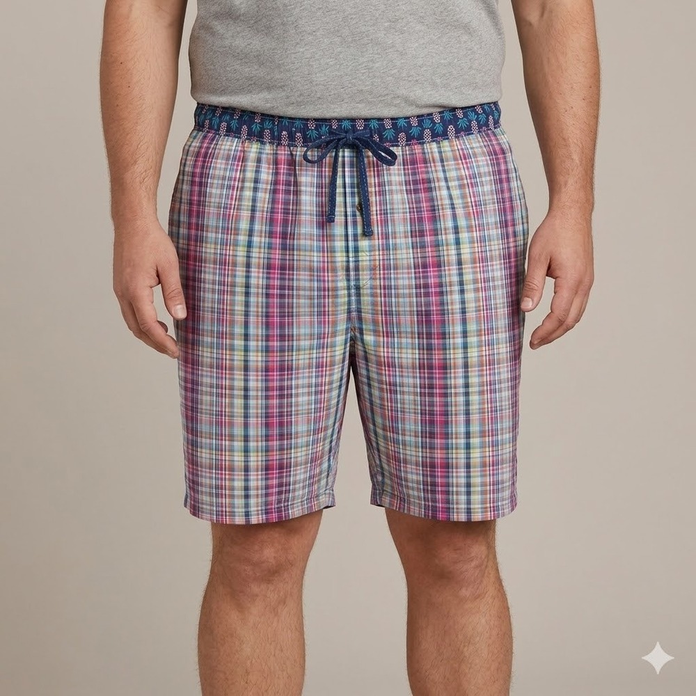 Tommy Bahama Pajama Shorts 3XL Plaid Woven Cotton Multi Color